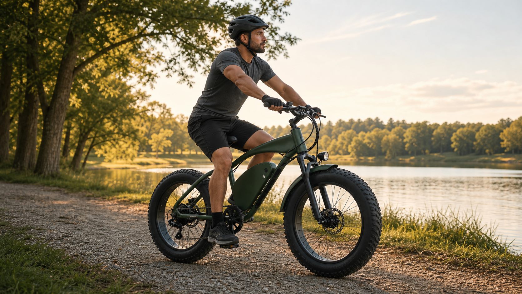 Weekend e-bike trail scene
